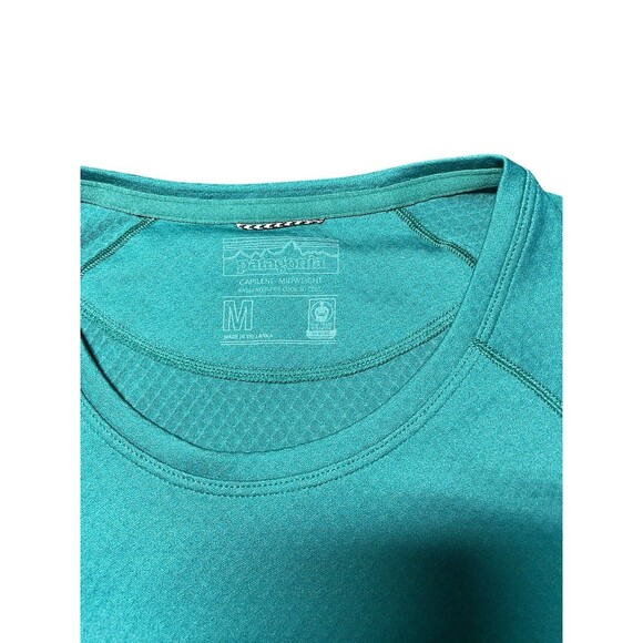Patagonia Shirt Women Size M Aqua Capilene‎ Midweight Crew Baselayer Cool Cold - Picture 4 of 8